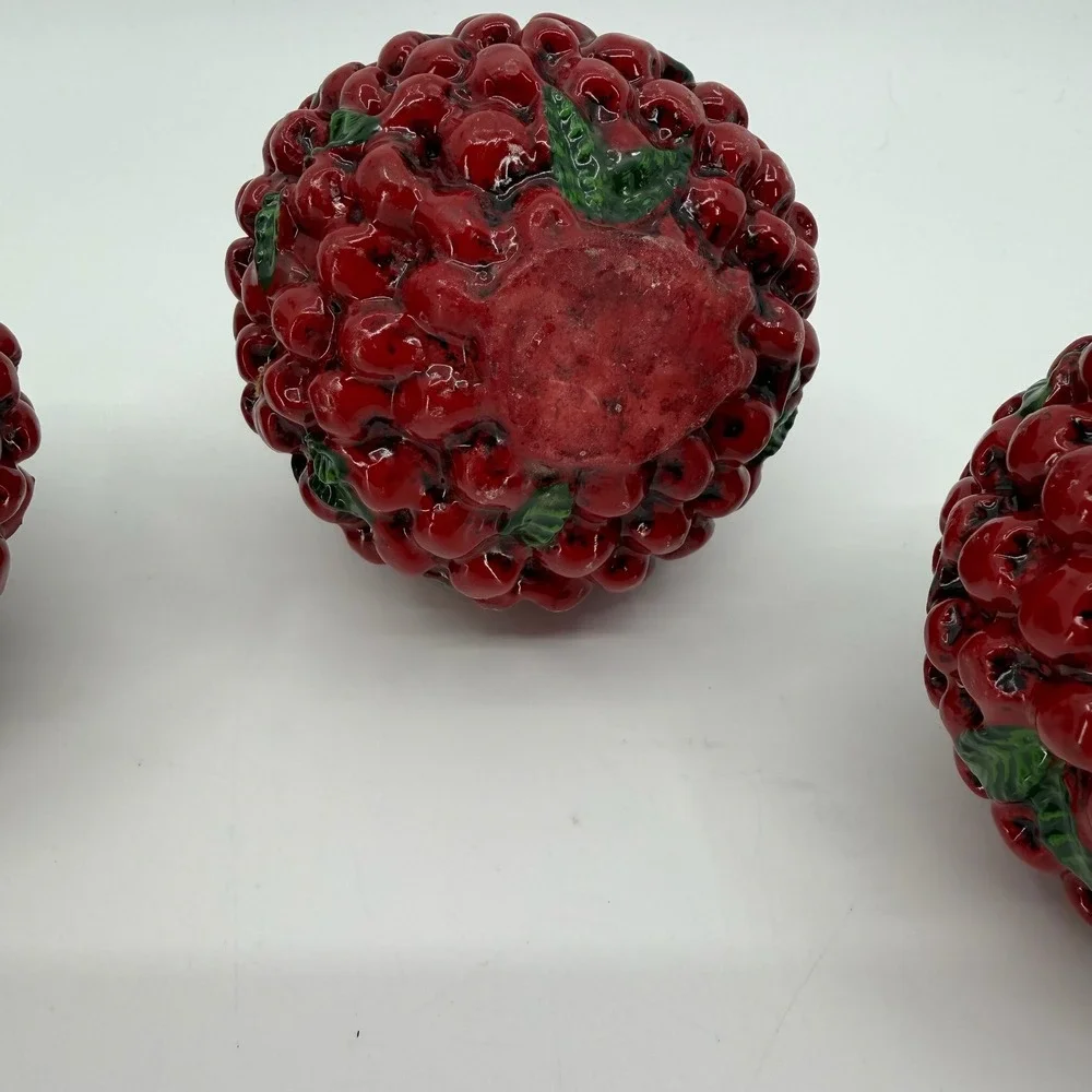 Vtg Harry and David Cranberry Candles SET of 4 Balls 3
